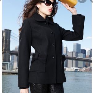 Betsey Johnson Bow Pocket Crystal Wool Coat